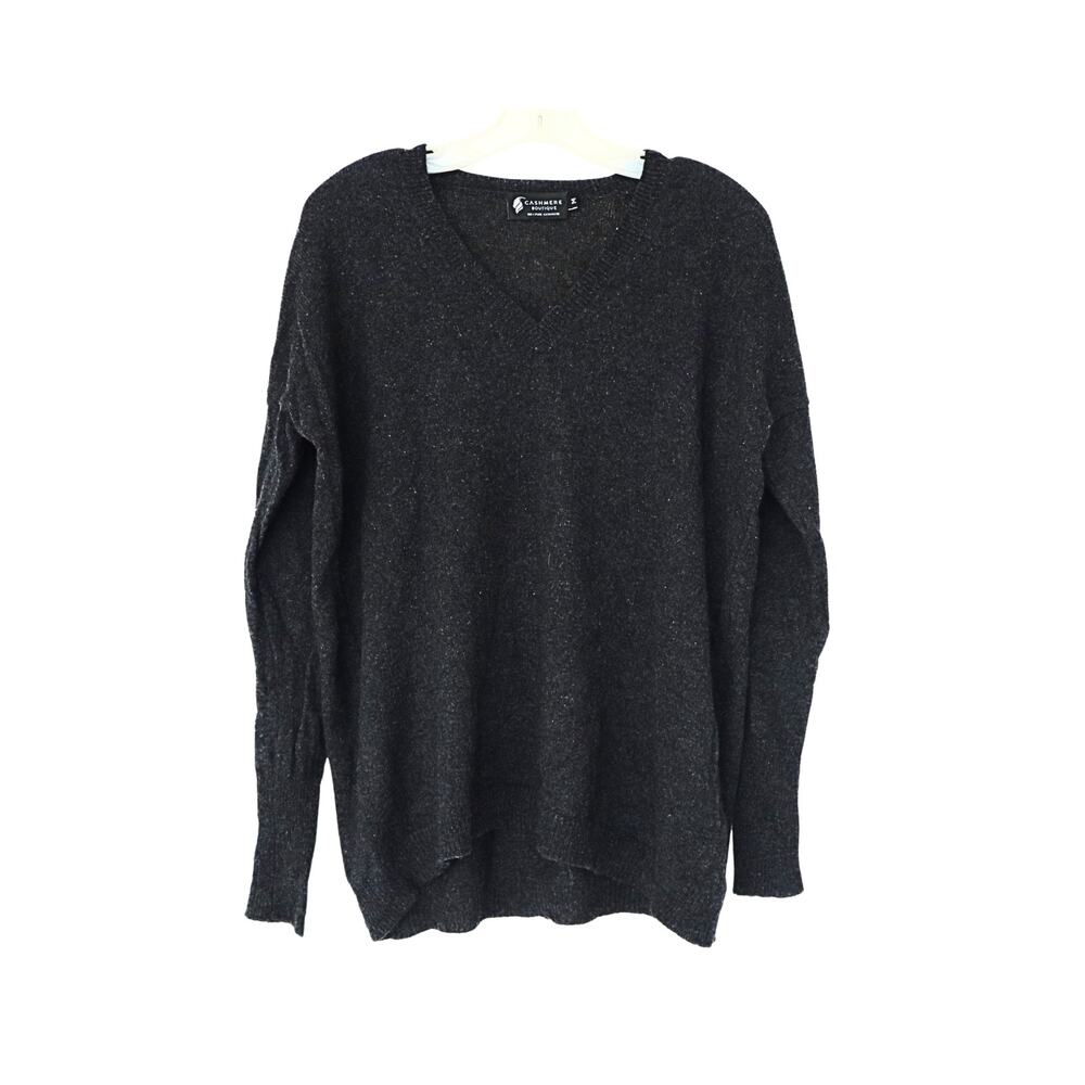 CASHMERE BOUTIQUE Cashmere Boyfriend Pullover Sweater - Charcoal - M